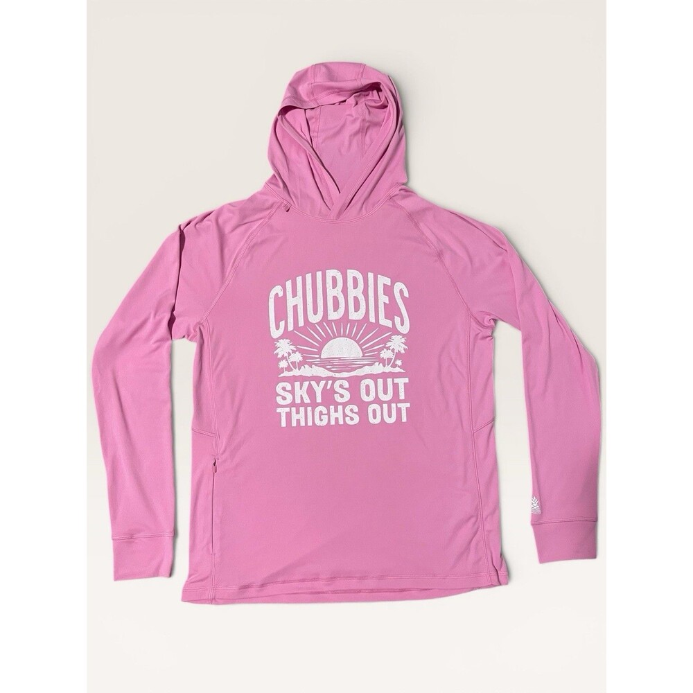 Chubbies Long Sleeve Swim Shirt Hooded Size L Pink Summer Beach